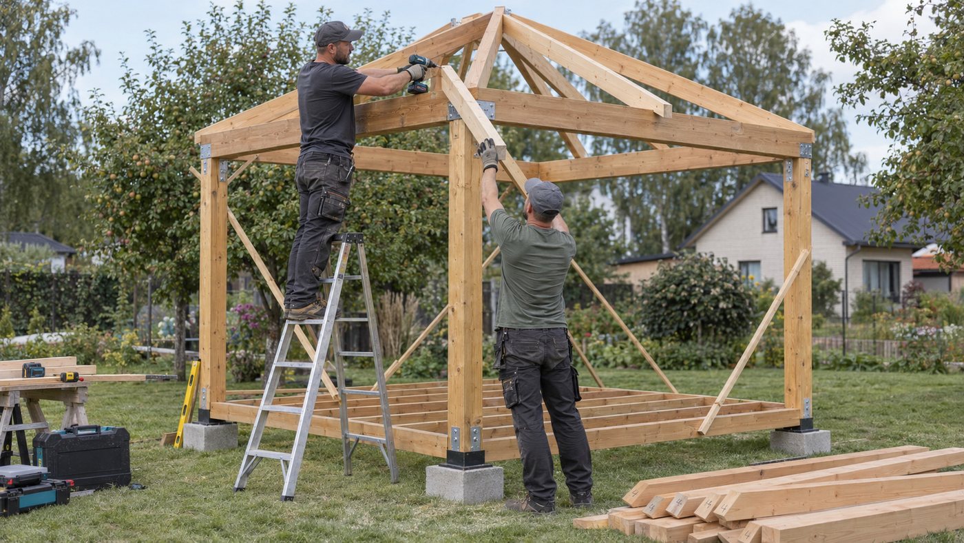 How a garden gazebo gets built on-site in a single day